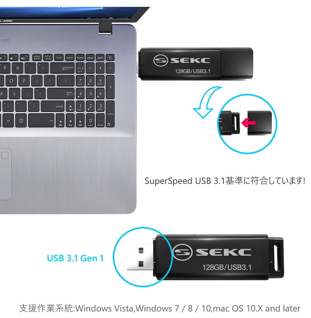 SEKC SDA20 128GB USB3.1 Gen1 高速隨身碟