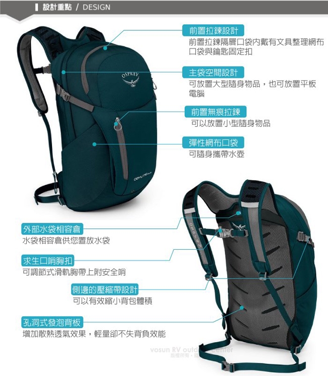 OSPREY 新款 Daylite Plus 20L 超輕多功能隨身背包_汽油藍 R