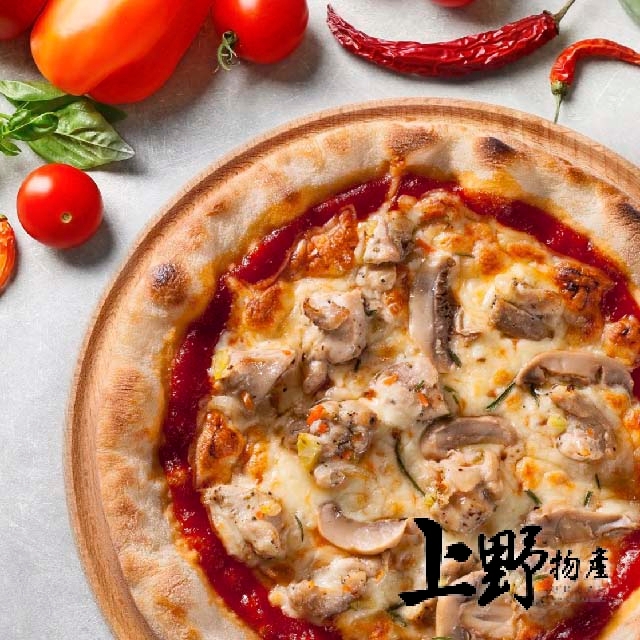 上野物產-義式風情地中海三部曲(青醬鮭魚義麵、白醬培根義麵、迷迭香雞8吋披薩)