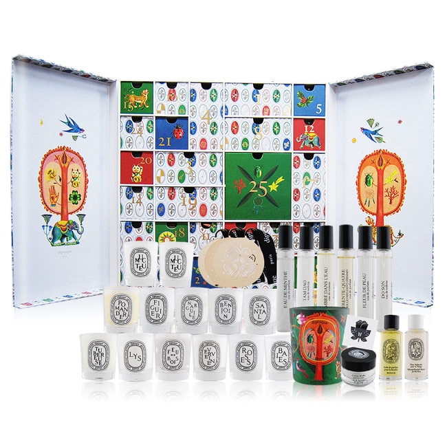 DIPTYQUE 2019聖誕倒數月曆[淡香水/香精+迷你香氛蠟燭+聖誕蠟燭]-航空版