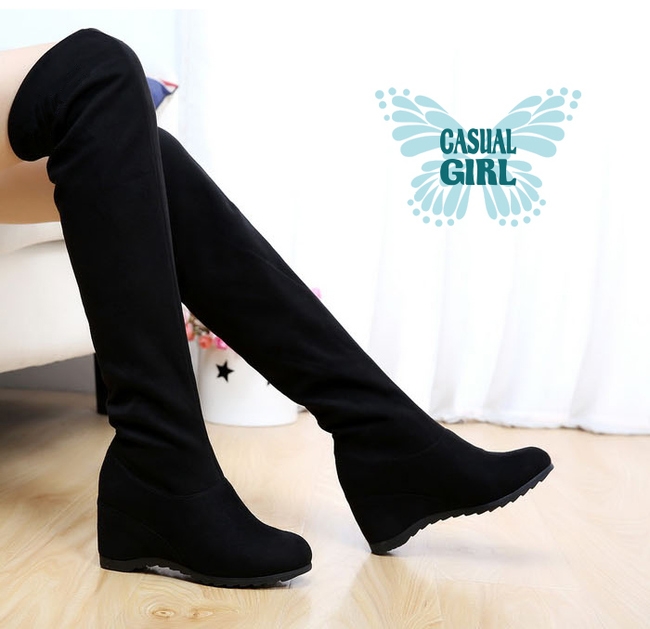 Casual Girl「夢幻美腿」內增高伸縮膝上靴 (水鑽)