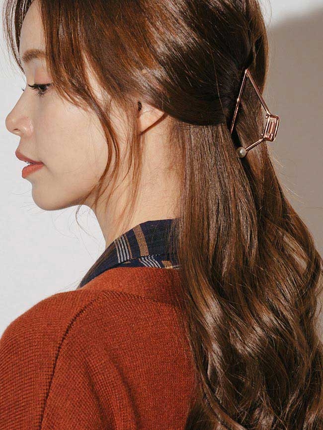 H:CONNECT 韓國品牌 配件 -氣質玫瑰金髮夾-金