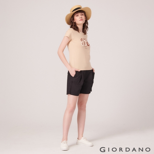 【GIORDANO】女裝DEAR WORLD系列印花T恤-12 水泥灰