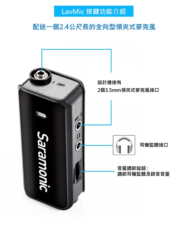 Saramonic楓笛 LavMic 全向性電容領夾式混音器麥克風