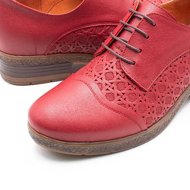 W&M 精緻編織紋 舒適厚底牛津鞋 女鞋 - 紅(另有黑、咖啡)