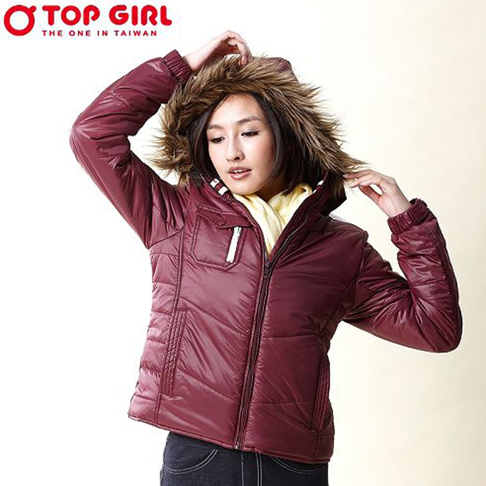 【TOP GIRL】連帽3M舖棉外套-紅色