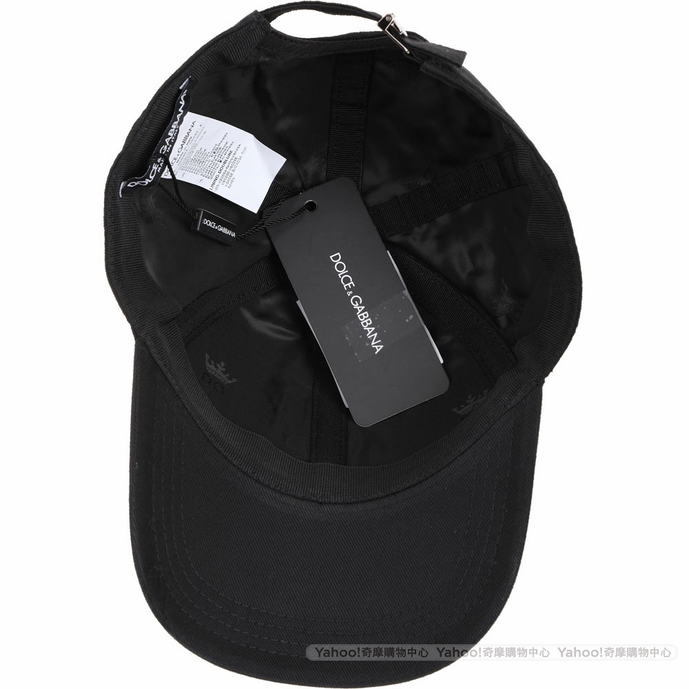 DOLCE & GABBANA 品牌字母帆布棒球帽(黑色)