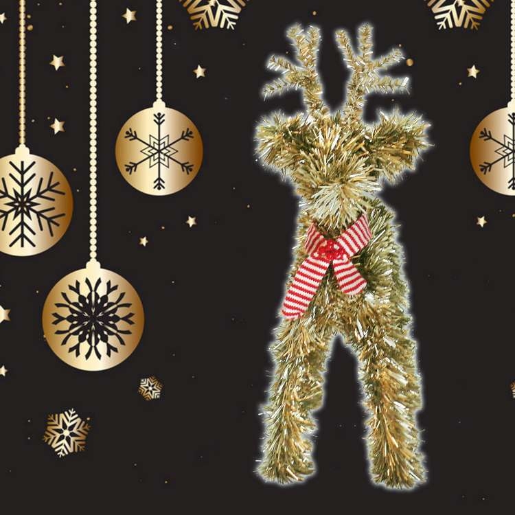 摩達客 台灣製可愛中型長腿16吋霧金色聖誕小鹿擺飾