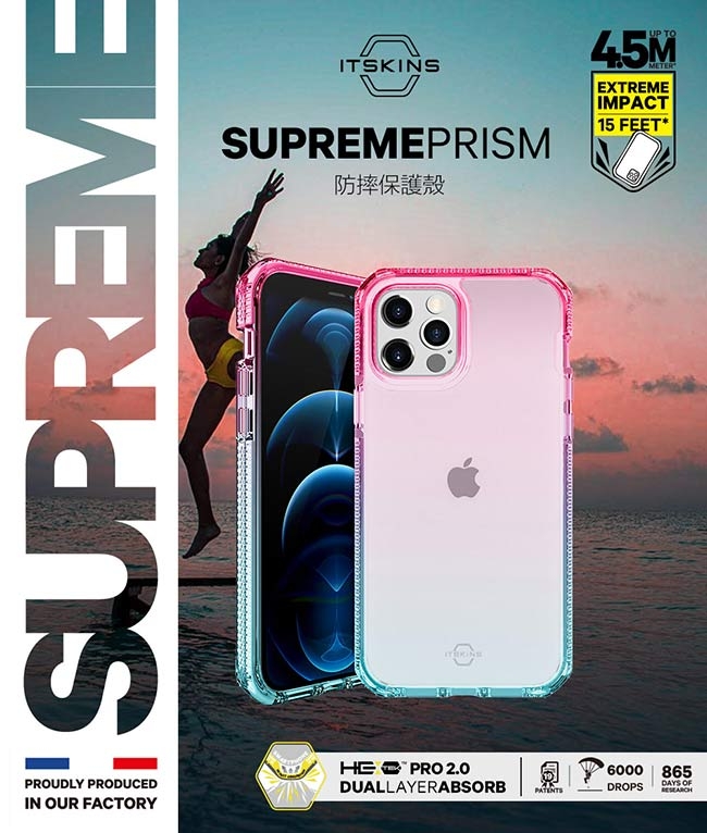 SUPREMEIN OUR FACTORYITSKINSSUPREMEPRISM防摔保護殼UP TOMETEREXTREMEIMPACT15 FEETPROUDLY PRODUCED PRO 2.0DUALLAYERABSORBDROPS6000865DAYS OF