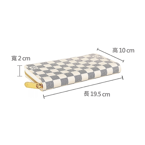 LV N41660 ZIPPY棋盤格LOGO DAMIER AZUR帆布12卡拉鍊長夾(白