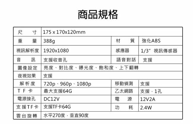 EC76 無線WiFi雙天線1080P高畫質監控攝影機