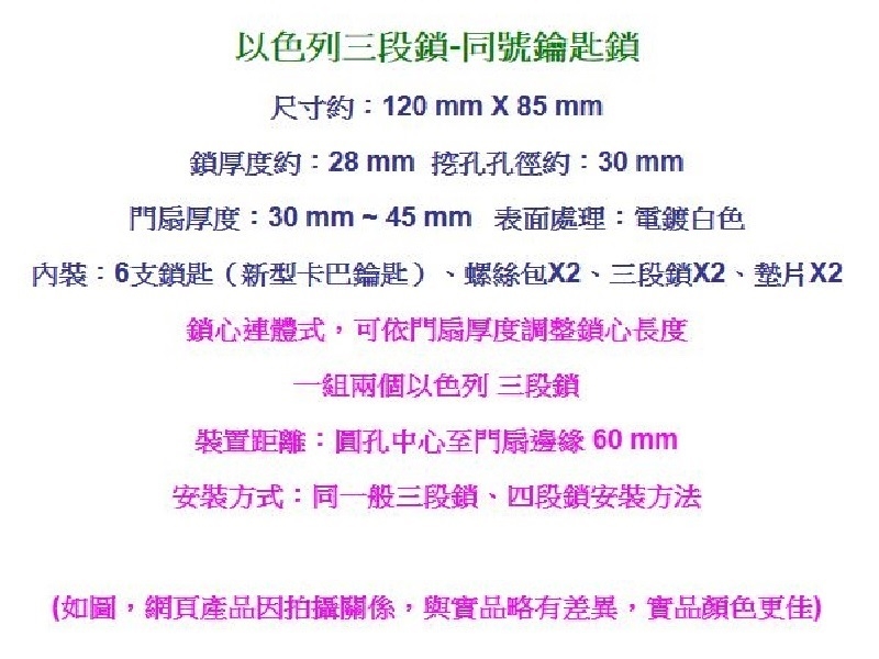 LI002 BIRD 以色列三段鎖 同號（2組一起賣）單開 電白 新卡巴鑰匙 連體式三段鎖