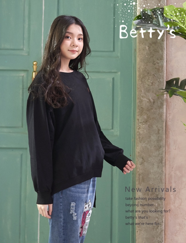 betty’s貝蒂思　下襬開衩造型T-shirt(黑色)