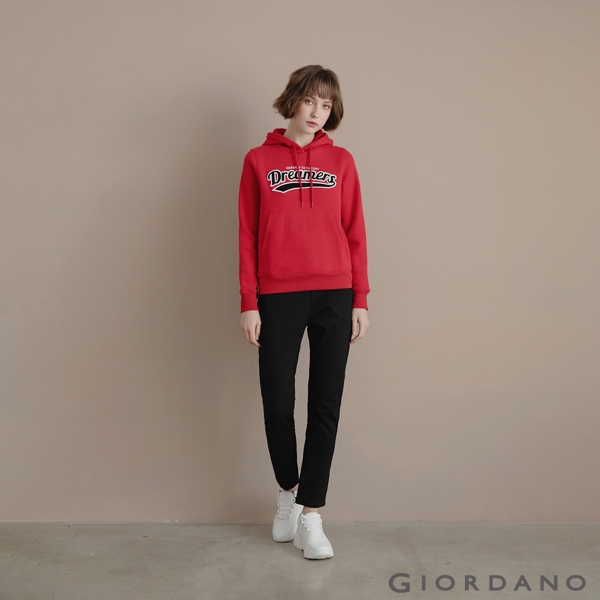 GIORDANO 女裝 Dreamers系列復古風連帽T恤-03 新冠軍紅