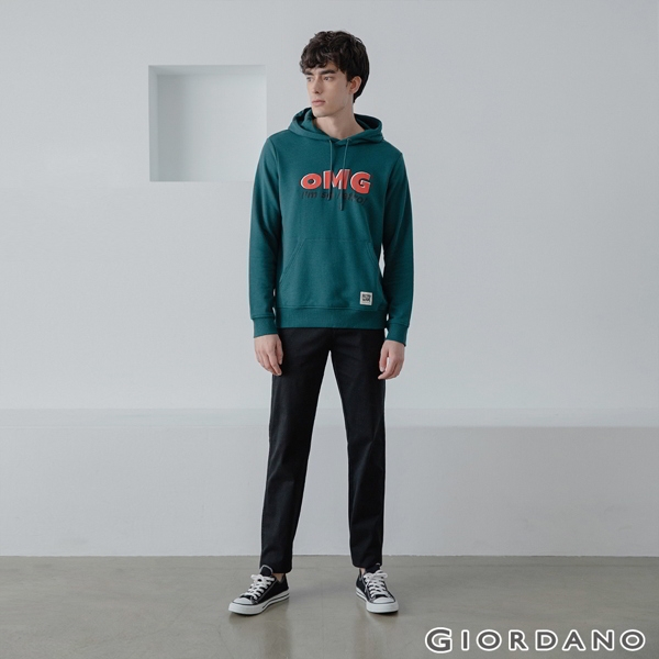 GIORDANO 男裝彈力斜紋棉窄管卡其褲 - 09 標誌黑