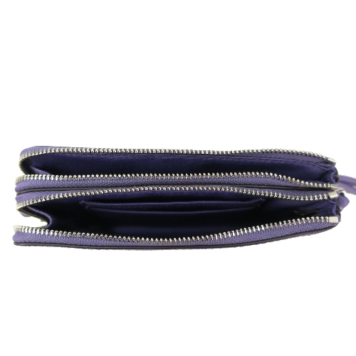 COACH 立體馬車荔枝紋皮革雙層手拿包(淺紫)
