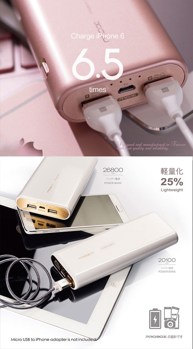 PROBOX panasonic電芯 雙輸出 20100mAh行動電源 黑色