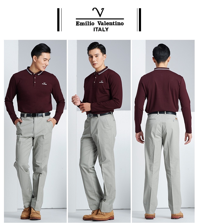 Emilio Valentino 經典簡約休閒POLO衫_酒紅15-7V9962