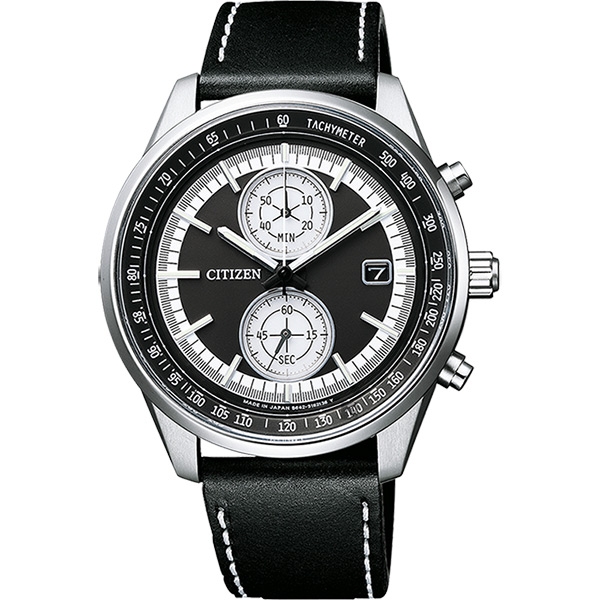 CITIZEN 星辰 光動能紳士計時手錶-黑皮帶/41mm(CA7030-11E)