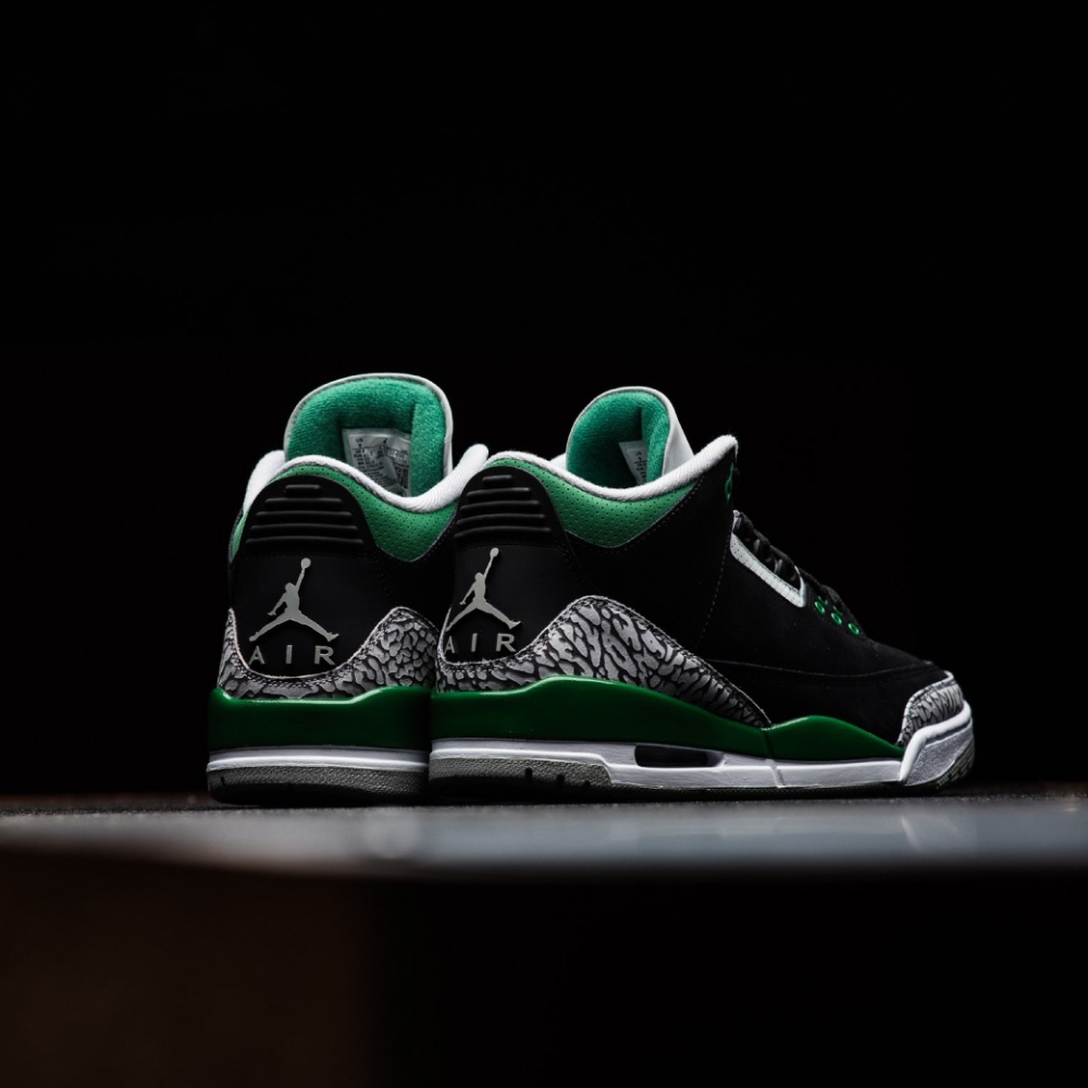 Nike Air Jordan 3 “Pine Green” 男鞋黑綠色爆裂紋AJ3 喬丹休閒鞋籃球