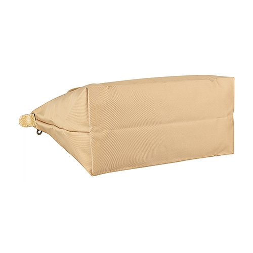 LONGCHAMP COLLECTION刺繡LOGO尼龍摺疊長把拉鍊肩背包(小/米x深藍)