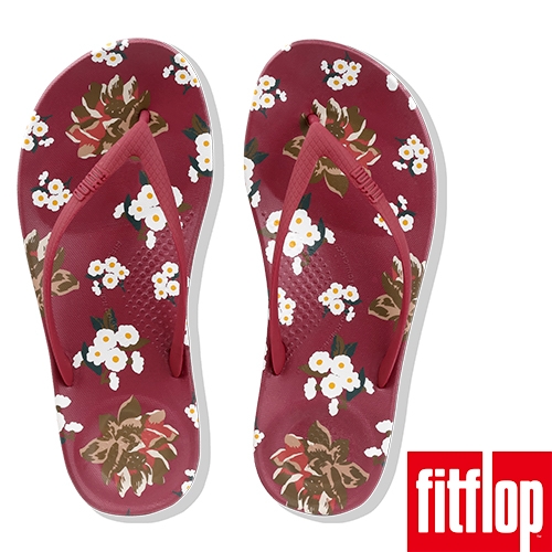 FitFlop IQUSHION印花夾腳涼鞋梅紅色