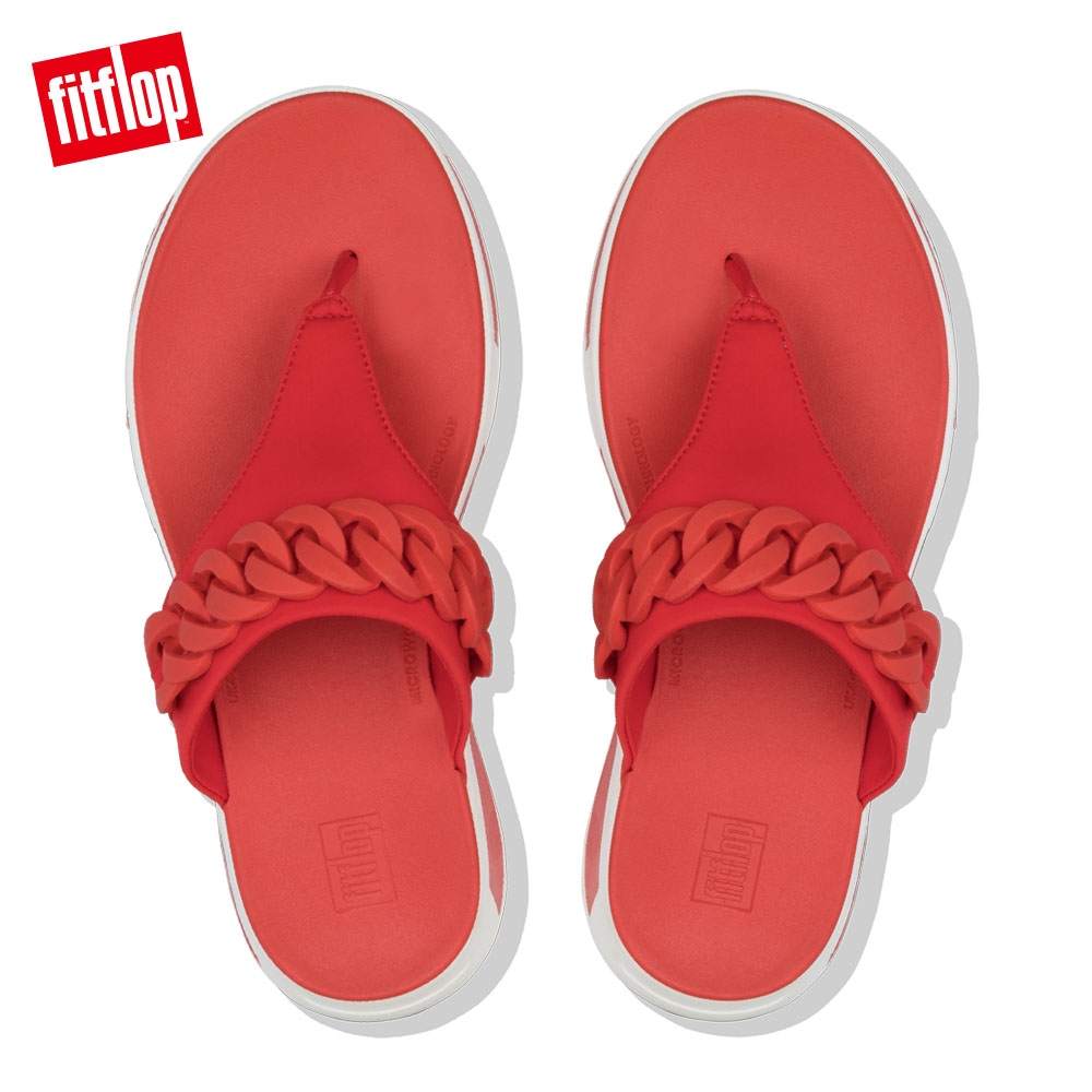 FitFlop HEDA CHAIN TOE THONGS運動風夾腳涼鞋 紅色