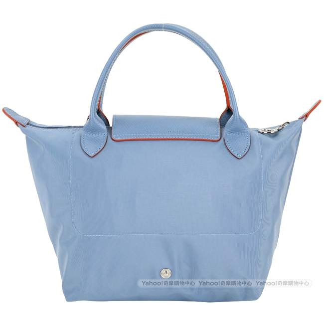 LONGCHAMP Le Pliage 小款 奔馬刺繡短提把水餃包(藍色)