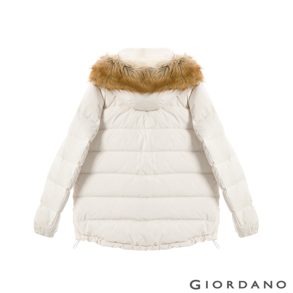 GIORDANO 女裝素色可拆式連帽羽絨外套 - 03 蘆筍白