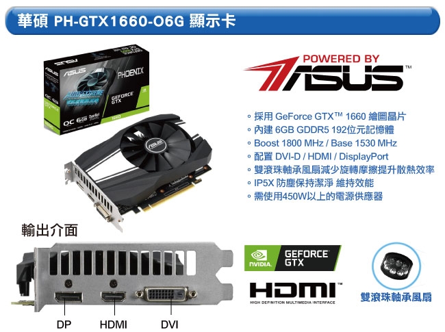 華碩H310平台[灰焰之槍]雙核GTX1660獨顯電腦