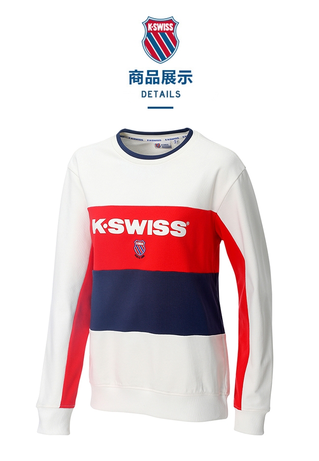 K-SWISS Heritage Round Sweater圓領長袖上衣-女-白