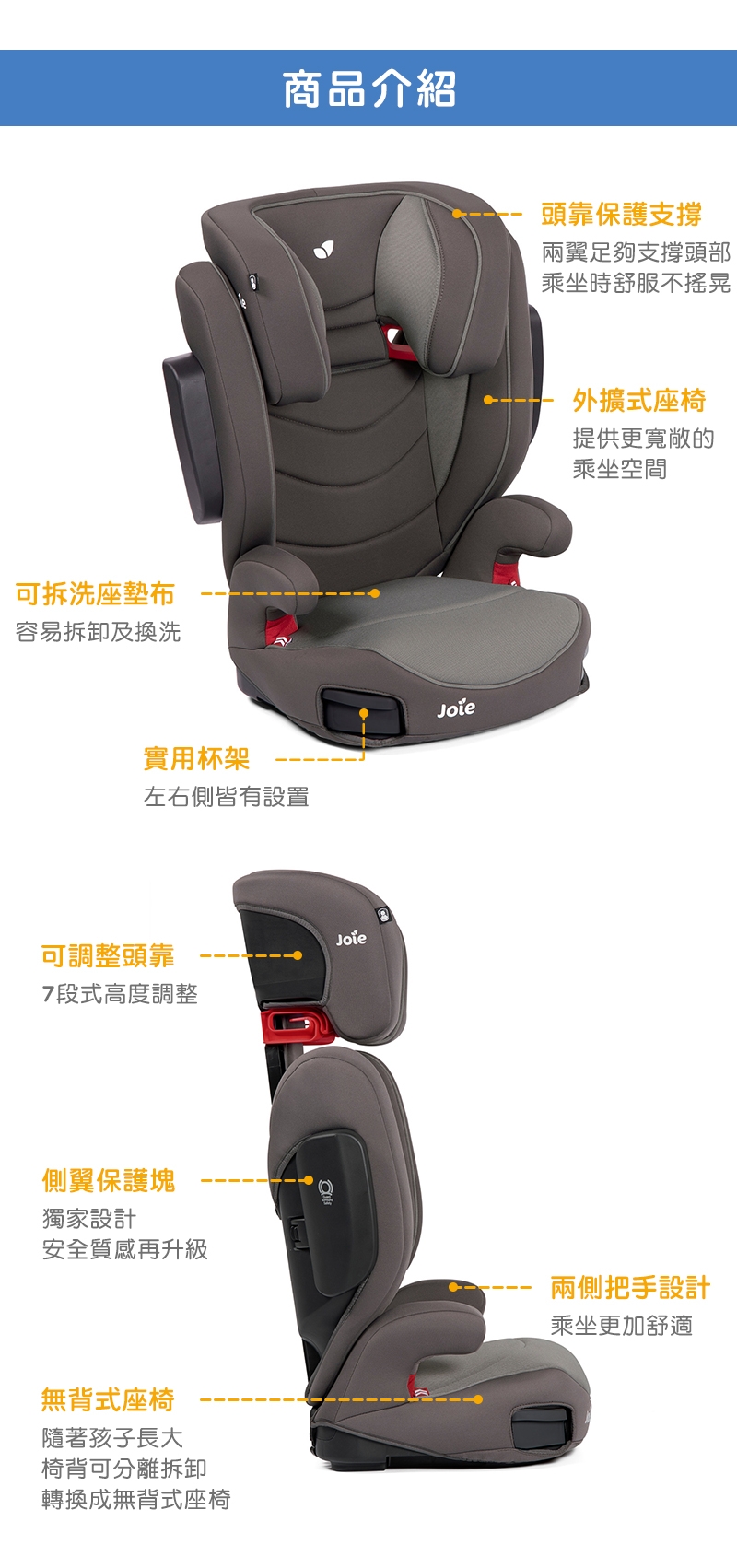 另送贈品奇哥Joie TRILLO LX兒童成長汽座isofix 3~12歲兒童成長型汽車