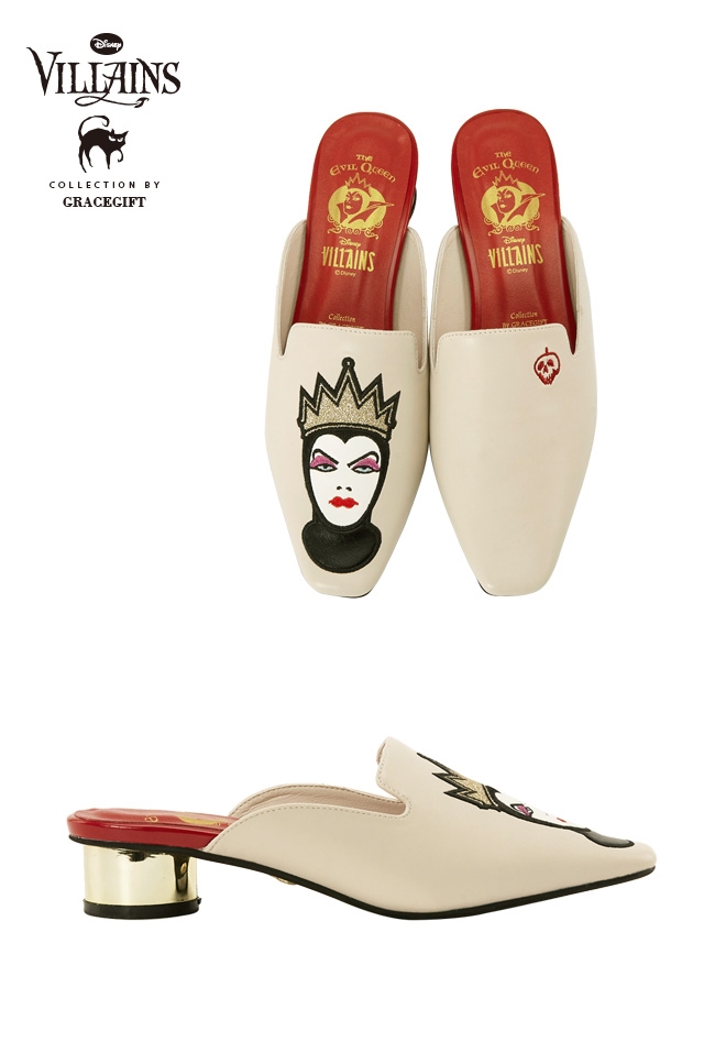 Disney collection by grace gift反派不對稱穆勒鞋 米白