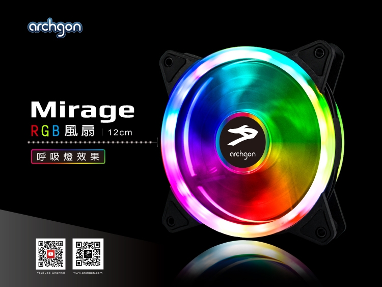 Archgon亞齊慷 Mirage RGB 電競風扇-呼吸燈(RGBSF11)