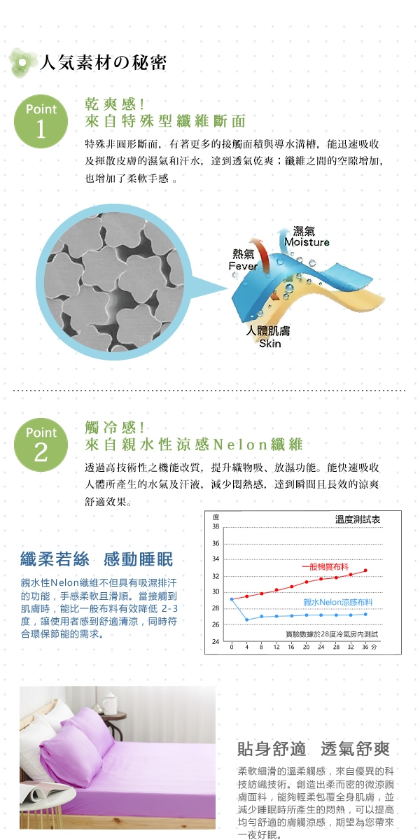 Adorar COOL沁涼純粹素色雙人床包枕套三件組-粉紫