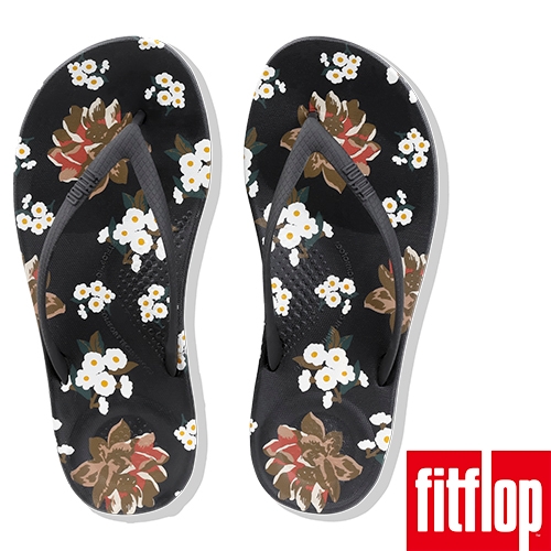 FitFlop IQUSHION印花夾腳涼鞋黑色