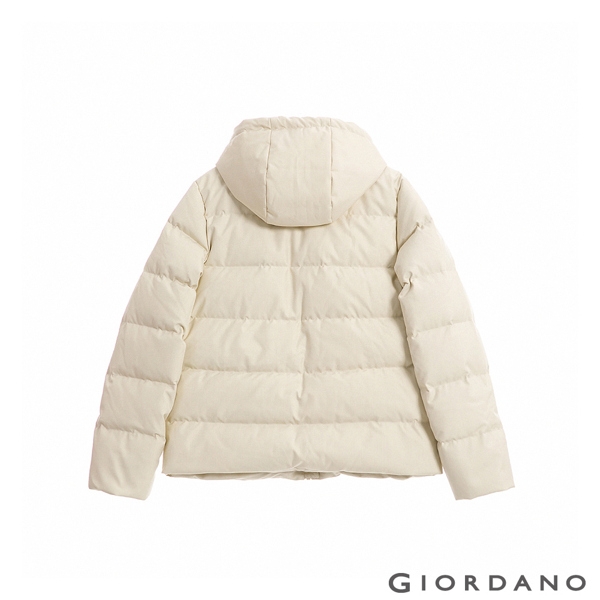 GIORDANO 女裝抽繩連帽羽絨外套-97 花紗燕麥卡其