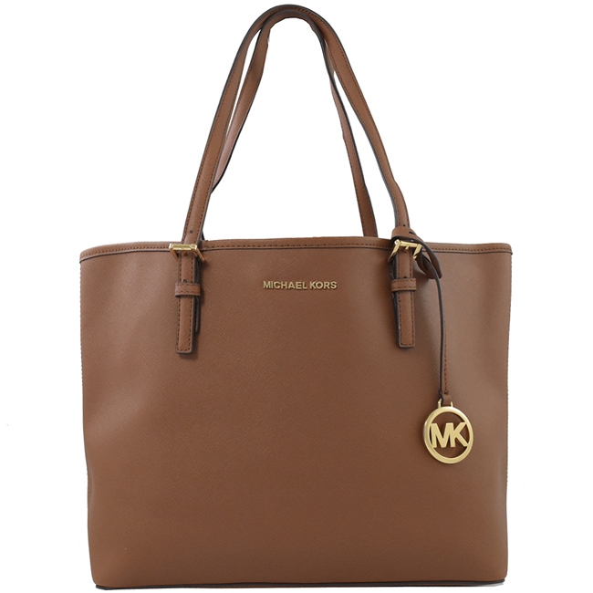 MICHAEL KORS JET SET防刮牛皮經典托特包(咖)