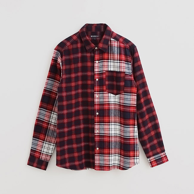 Hang Ten - 男裝 - 雙面配色格紋造型純棉襯衫 - 紅