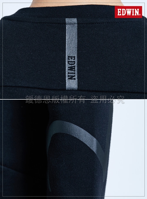 EDWIN EFS 厚磅3D剪裁 厚長袖T恤-男-黑色