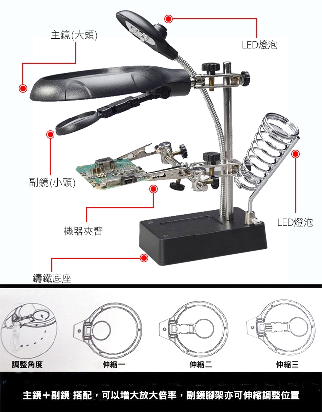 COMET 多功能放大鏡專業維修台(MG16129-C)