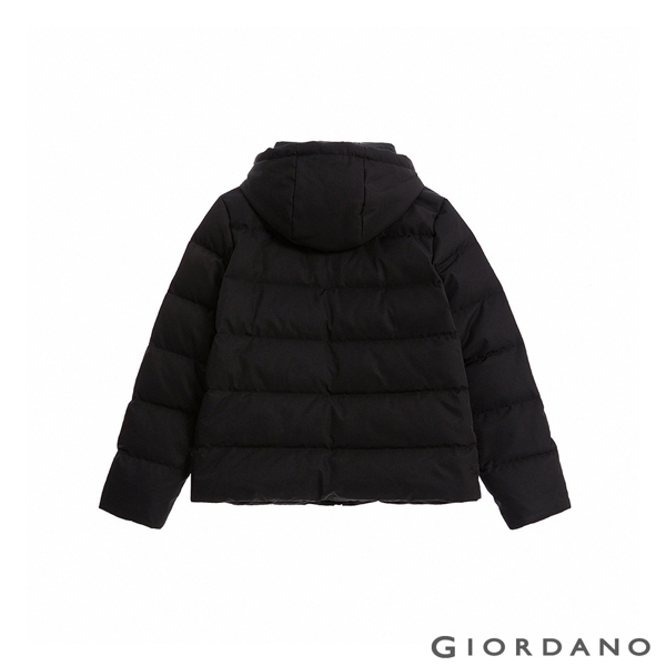 GIORDANO 女裝抽繩連帽羽絨外套-09 標誌黑