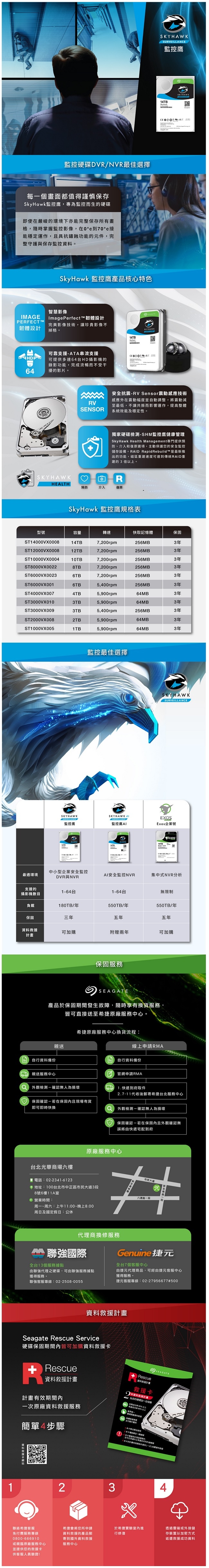 Seagate【SkyHawk】監控鷹3TB 3.5吋 監控硬碟