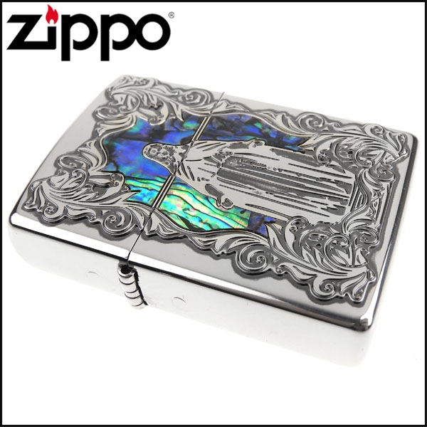 ZIPPO 日系~聖母瑪利亞-天然貝殼鑲嵌深蝕刻貼片加工打火機(銀色款)