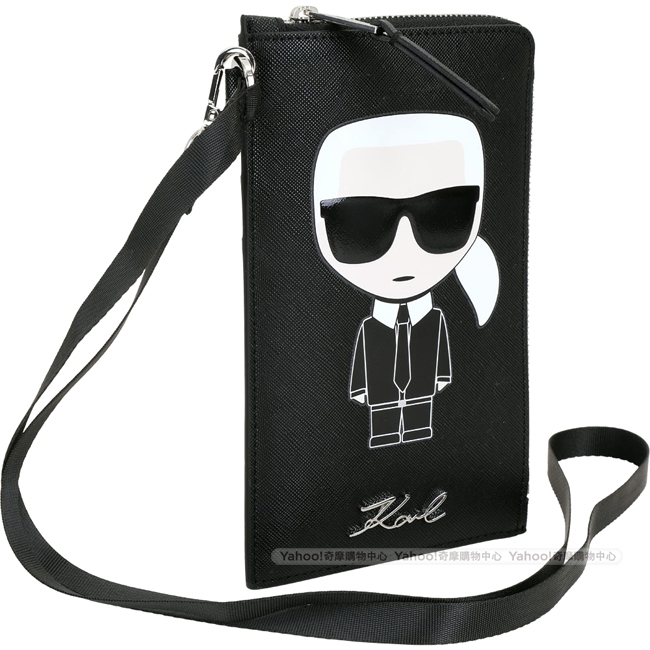 KARL LAGERFELD K/Ikonik 掛頸手機套/卡片套(黑色)