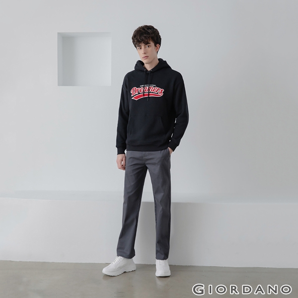 GIORDANO 男裝 Dreamers系列復古風連帽T恤-03 標誌黑