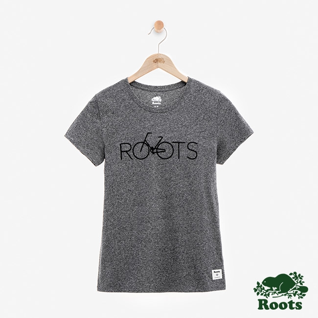 女裝Roots- 腳踏車短袖T恤-灰色