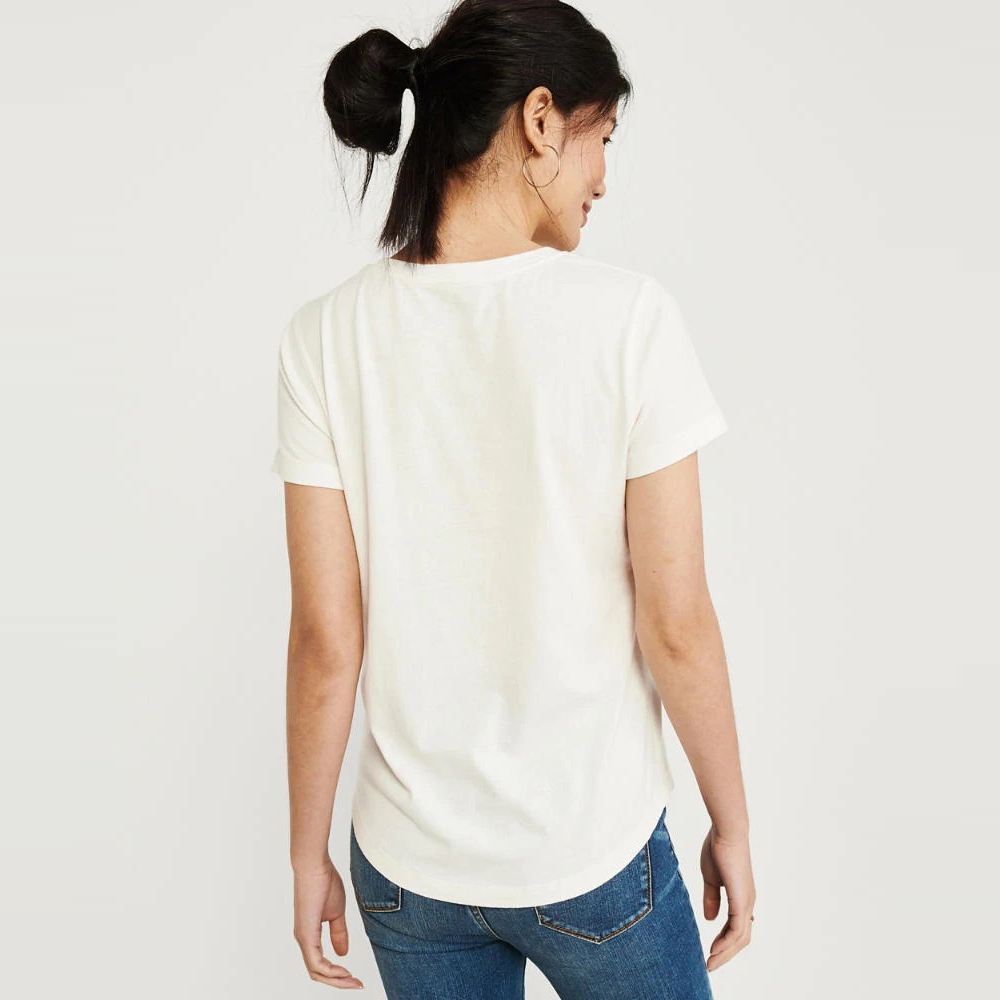 麋鹿 AF A&F 年度熱銷經典文字大麋鹿短袖T恤(女)-米白色