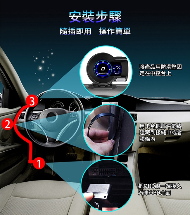 FLYone F8 液晶儀錶OBD2行車電腦 HUD抬頭顯示器-自