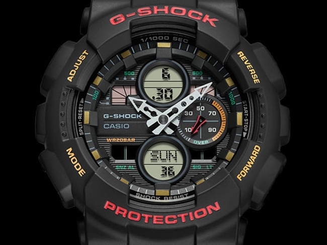 CASIO卡西歐G-SHOCK系列 復古手錶(GA-140-1A4)-黑x紅/48.8mm